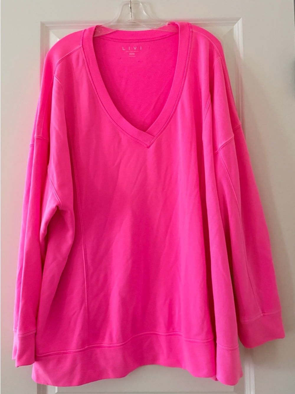 Lane Bryant LIVI Bright Pink Crewneck Pullover